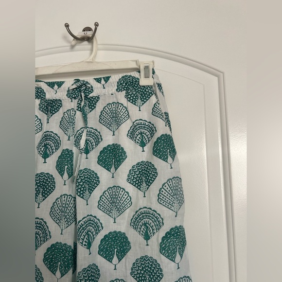 Roller Rabbit 100% Linen Wide leg PANTS PEACOCKS TYRA size extra small eclectic - Picture 6 of 14
